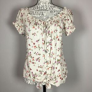 Hippie Rose peasant wench top milkmaid on off shoulder tie front sz L fairycore